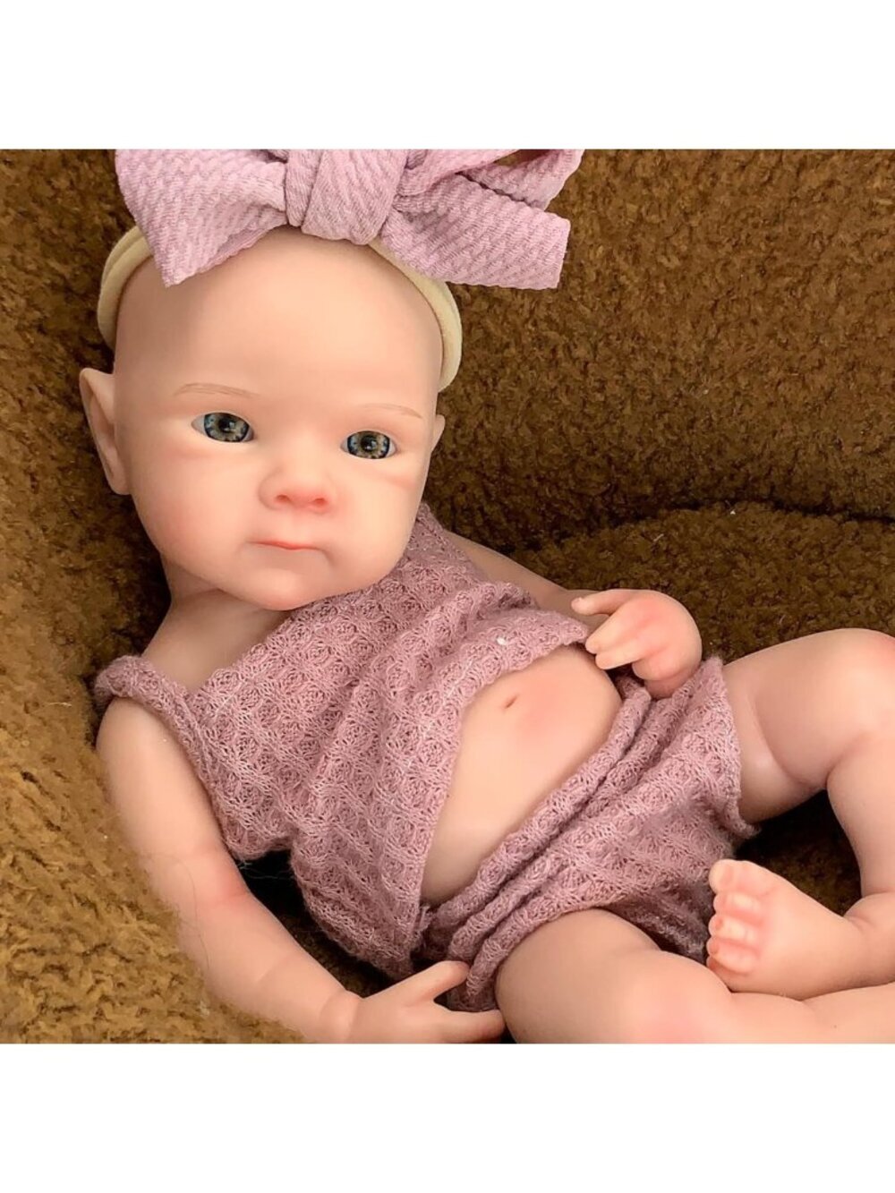 Realistic 13" Silicone Reborn Baby Doll, Full Body, Anatomically Correct, Pink